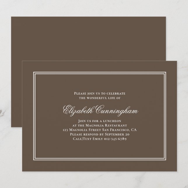 Klassisches und einfaches elegantes einladung (Vorne/Hinten)