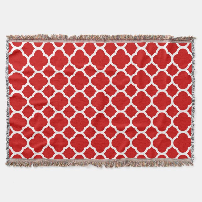 Klassisches und elegantes rotes Quatrefolienmuster Decke (Vorderseite)