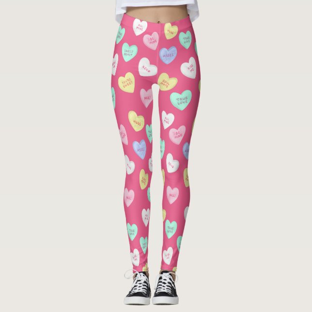 Klassisches Valentinisches Süßes Herz Leggings (Vorderseite)