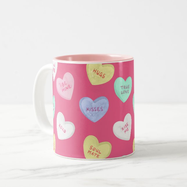 Klassisches Valentinisches Süßes Herz Zweifarbige Tasse (Vorderseite Links)