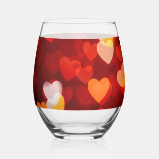 Klassisches Valentinstag Romantisches Herz Muster Weinglas Ohne Stiel