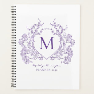 Klassisches Veilchen Vintage-Blumen-Wappen-Monogra Planer