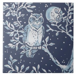 Klassisches Verziertes blaues Owl, Forest Night Ar Fliese