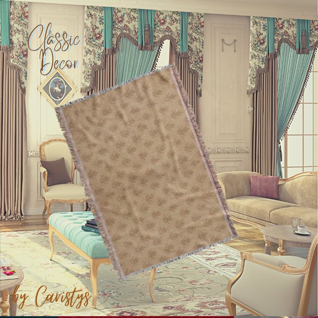 Klassisches Verziertes Emblem Braun Taupe Linen Decke (Von Creator hochgeladen)