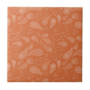 Klassisches verziertes oranges Paisleymuster Fliese