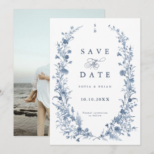 Klassisches viktorianisches blaues französisches G Save The Date