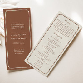 Klassisches Vintag Brown & Ecru Hochzeitsprogramm