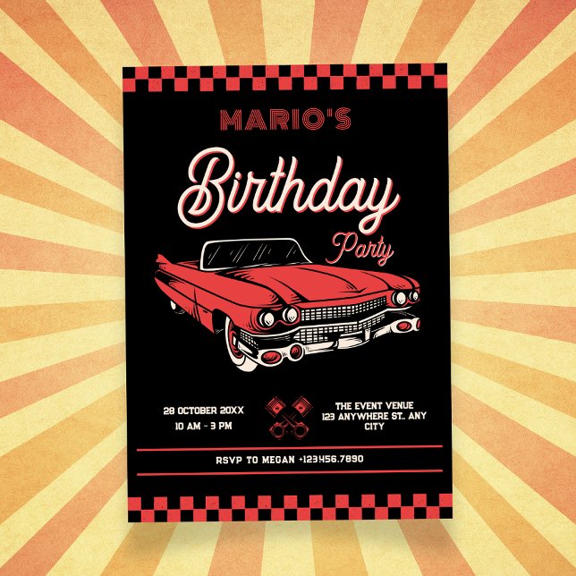 Klassisches Vintage-Auto Geburtstag Einladung (Von Creator hochgeladen)