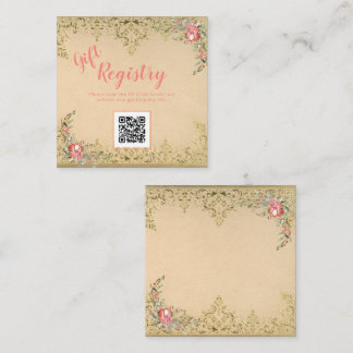 Klassisches Vintage-Blumen-Quinceañera-Geschenklis Begleitkarte