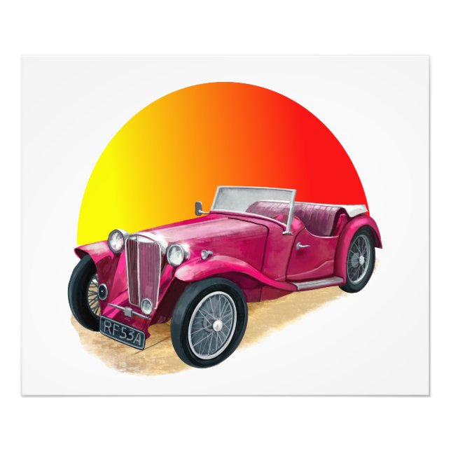 Klassisches Vintage Car Rot Fotodruck (Vorne)