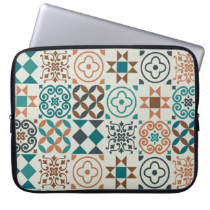 Klassisches Vintage-Fliesenmuster Laptopschutzhülle