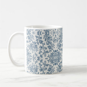 Klassisches vintage-französisches graviertes flora kaffeetasse
