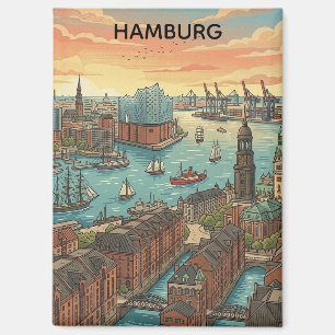 Klassisches Vintage Hamburg Deutschland Reisen Magnet