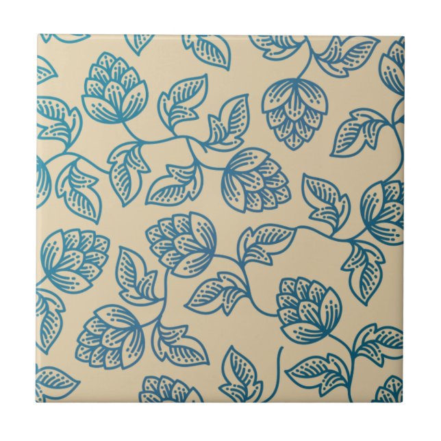 Klassisches Vintage-Hopfenblätter-Muster Fliese (Vorderseite)