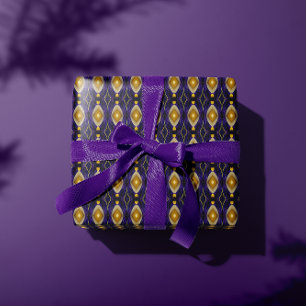 Klassisches Vintage-Lila- und Gold-Frettmuster Geschenkpapier