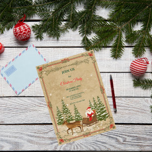 Klassisches Vintage Nostalgisches Weihnachten Einladung