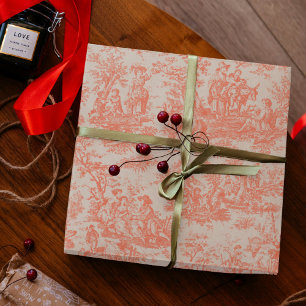 Klassisches Vintage-Orange-Toile-de-Jouy Geschenkpapier