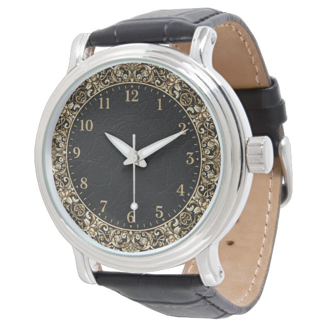 Klassisches Vintage-Ornament Armbanduhr (Schrägansicht)