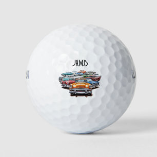 Klassisches Vintage-Retro-Auto Fahrzeug Monogramm- Golfball