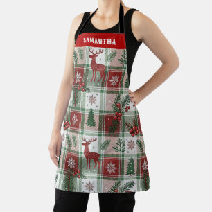 Klassisches Vintage-Weihnachtskaromuster & Stechpa Schürze