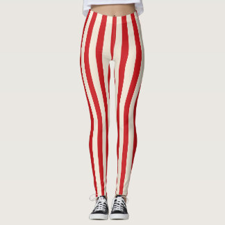 Klassisches Vintage-Zirkuszelt Rot und Creme Strei Leggings