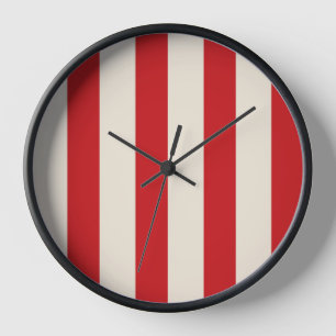 Klassisches Vintage-Zirkuszelt Rot und Creme Strei Uhr