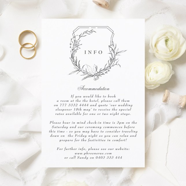 klassisches Vintages botanisches Monogramm-Wappen Begleitkarte (Von Creator hochgeladen)