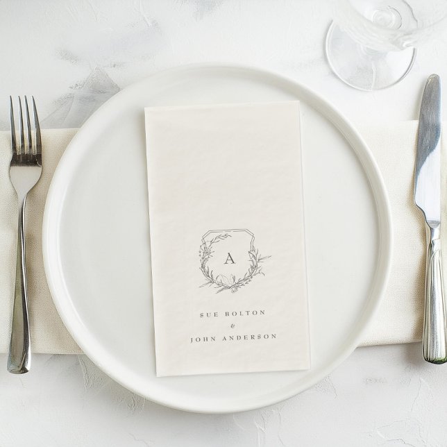 klassisches Vintages botanisches Monogramm-Wappen Serviette (Von Creator hochgeladen)