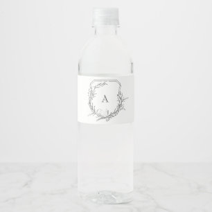klassisches Vintages botanisches Monogramm-Wappen Wasserflaschenetikett