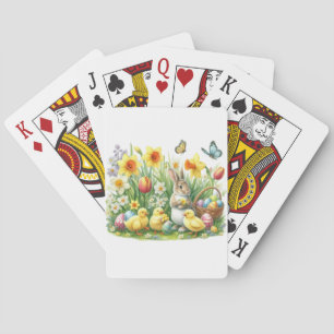 Klassisches/Vintages Federhasen/Huhn Spielkarten