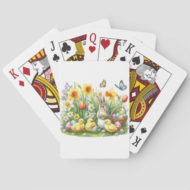 Klassisches/Vintages Federhasen/Huhn Spielkarten (Rückseite)