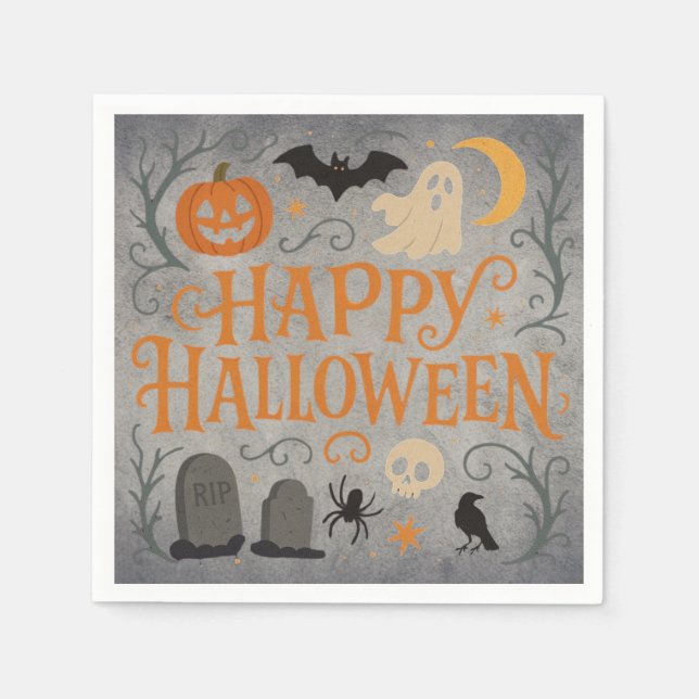 Klassisches, Vintages glückliches Halloween Serviette (Vorderseite)
