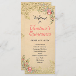 Klassisches Vintages Gold-Floral-Quinceñera-Progra