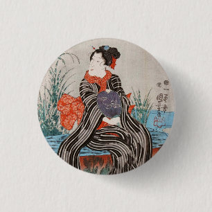 Klassisches Vintages japanisches ukiyo-e geisha Ut Button