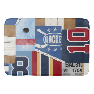 Klassisches Vintages Patchwork-altes Zeit-Hockey Badematte