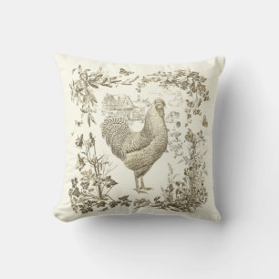 Klassisches Vintages Rooster Beige Blumenschmuck Kissen