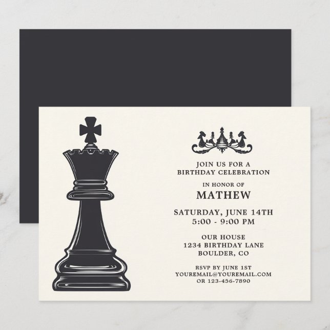 Klassisches Vintages Schachtheater Elegant zum Geb Einladung (Vorne/Hinten)