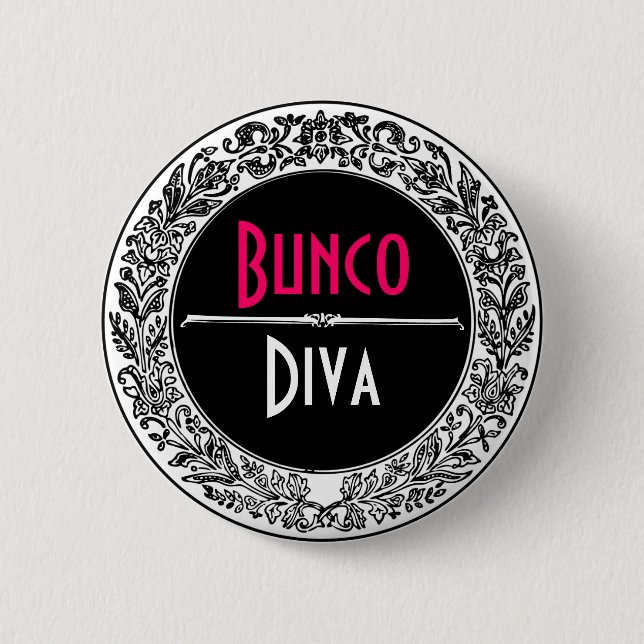 Klassisches Vintages Schwarzweiss-bunco Button (Vorderseite)