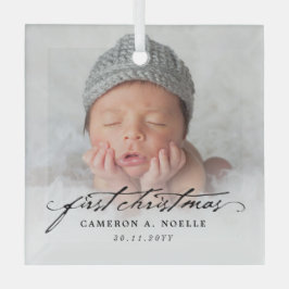 Klassisches Vintages Script Baby 1. Weihnachtsgesc Ornament Aus Glas