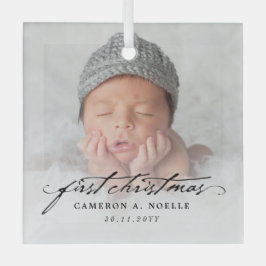 Klassisches Vintages Script Baby 1. Weihnachtsgesc Ornament Aus Glas