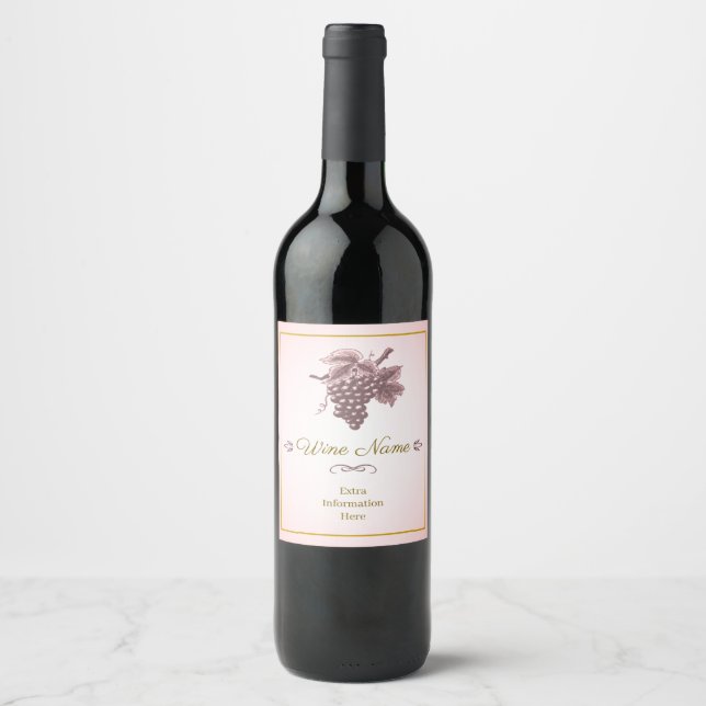 Klassisches Vintages Weinetikett mit rosa (Vorderseite)