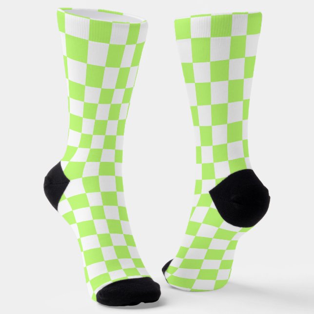 Klassisches visuelles Limette-Karo  Socken (Gewinkelt)