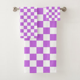 Klassisches visuelles Magenta-Schachbrettmuster  Badhandtuch Set