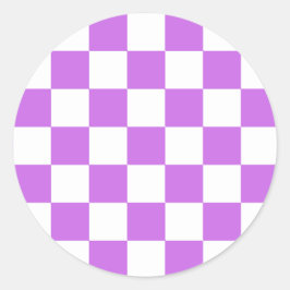 Klassisches visuelles Magenta-Schachbrettmuster  Runder Aufkleber