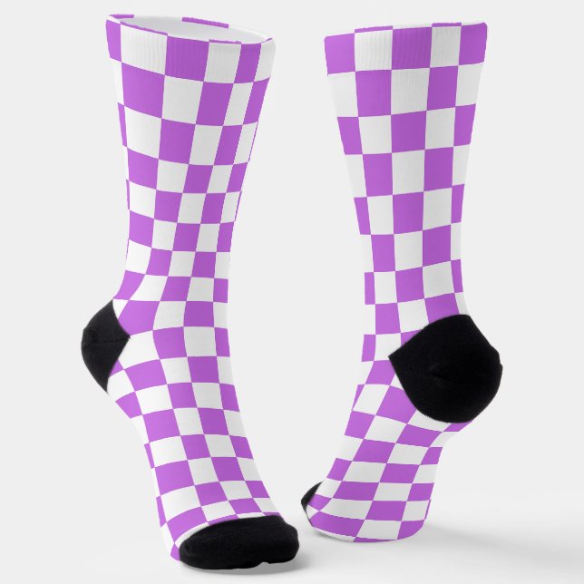 Klassisches visuelles Magenta-Schachbrettmuster  Socken (Gewinkelt)