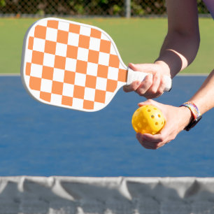 Klassisches visuelles oranges Schachbrettmuster Pickleball Schläger
