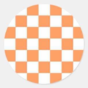 Klassisches visuelles oranges Schachbrettmuster Runder Aufkleber