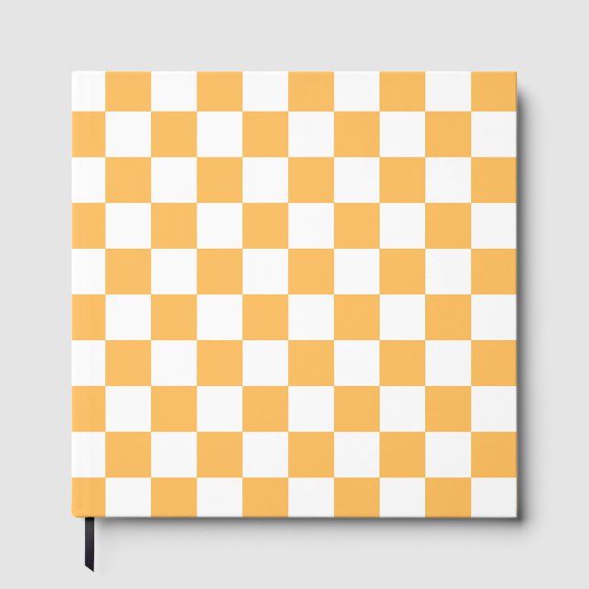 Klassisches visuelles Pfirsich-Karo  Gästebuch (Vorderseite)