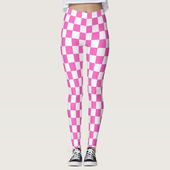 Klassisches visuelles rosa Karomuster  Leggings (Vorderseite)
