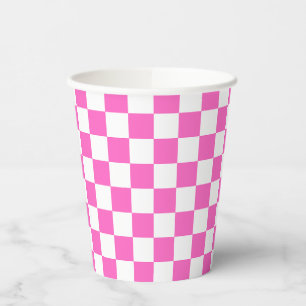 Klassisches visuelles rosa Karomuster Pappbecher